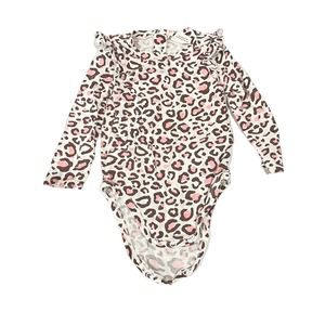 Angel dear girls bodysuit size 12- 18  months leopard print long sleeve